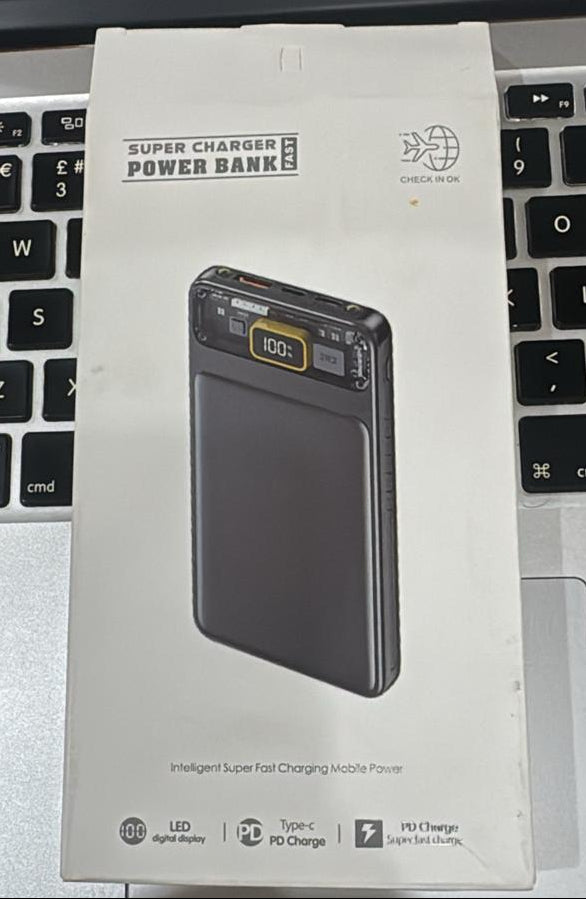 🔋 Super Charger 100W Power Bank – LED Display | Dual LED Flashlights | PD Fast Charging