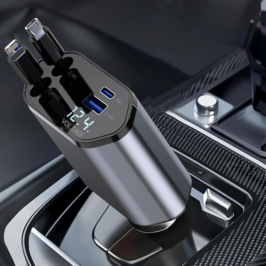 Car Charger 4-in-1 Super Fast | Type-C & Lightning Cables