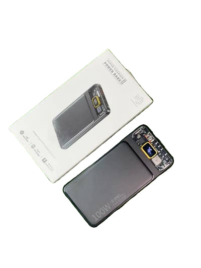 🔋 Super Charger 100W Power Bank – LED Display | Dual LED Flashlights | PD Fast Charging