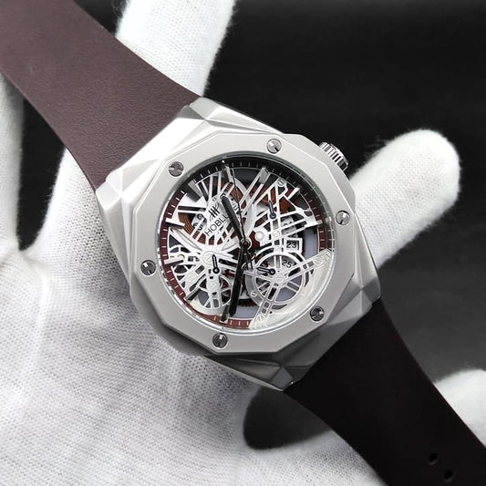 Hublot Diamond Cut Men's Watch – Platinum Case | Luxury Design | Date Function