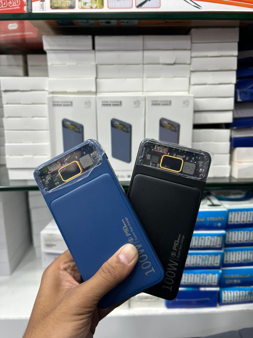 🔋 Super Charger 100W Power Bank – LED Display | Dual LED Flashlights | PD Fast Charging