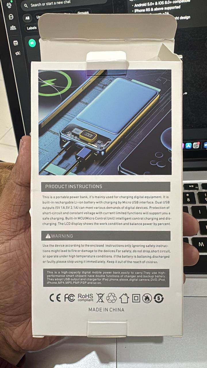 🔋 Super Charger 100W Power Bank – LED Display | Dual LED Flashlights | PD Fast Charging